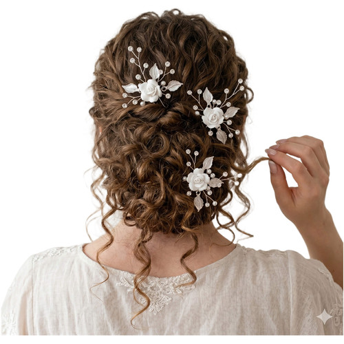 Soft clay flower hair pins - clay,