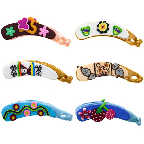 Assorted banana hair clips - 6,